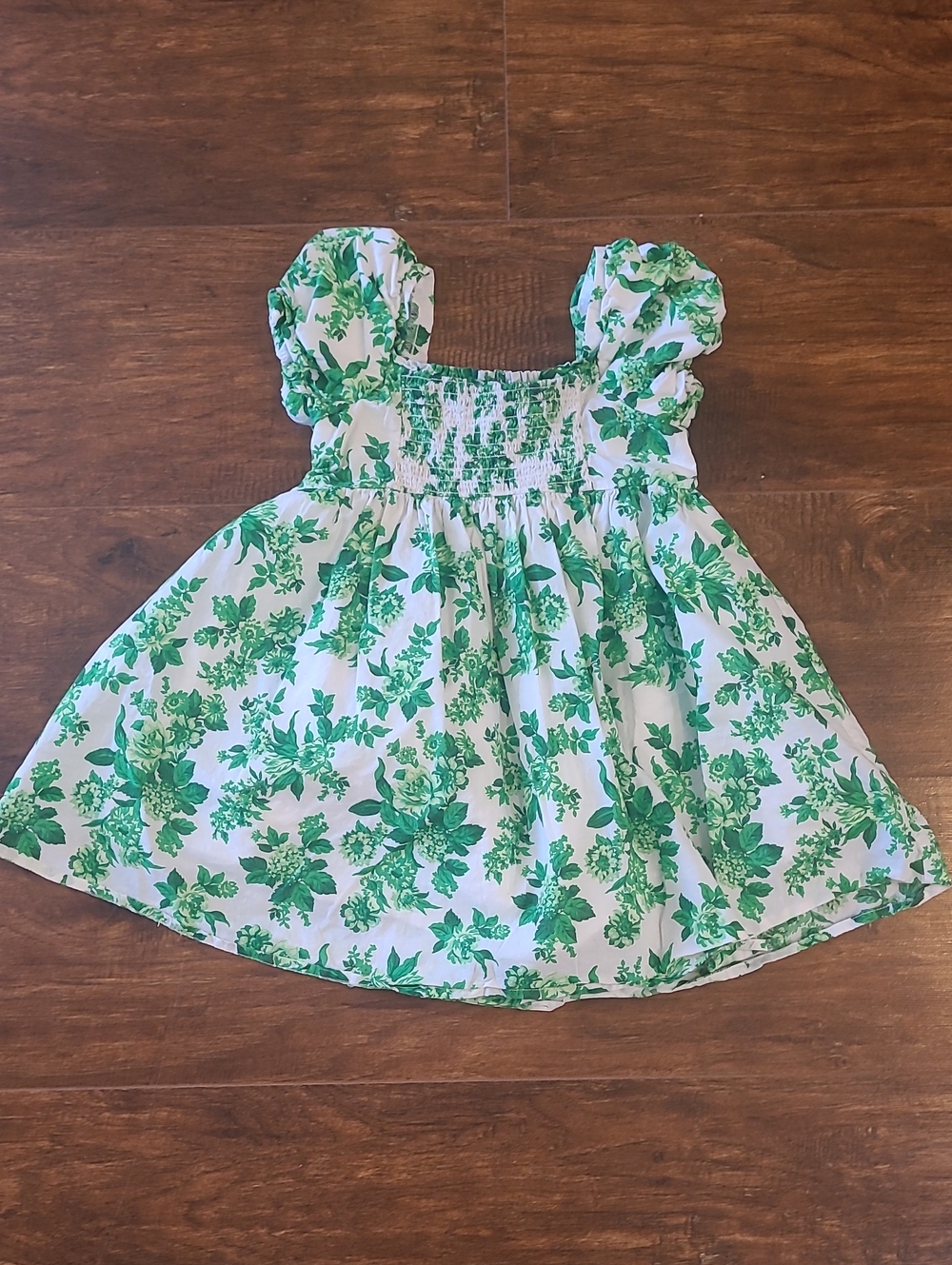Hanie And Jack Green Floral Smocked Sundress for Kids Size 3t
